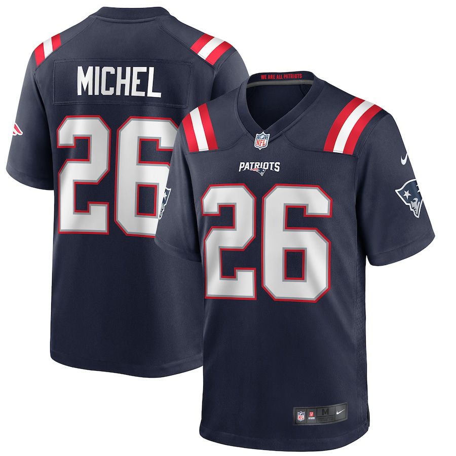 Men New England Patriots #26 Sony Michel Nike Navy Game NFL Jersey